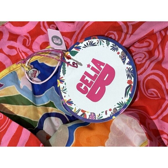 Celia B Sz L Skirt Kosh Orange Patchwork Retro Boho 50's Vintage Midi CeliaB New - Picture 6 of 7